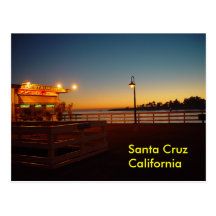 Santa Cruz Sunset on the Wharf - Postcard