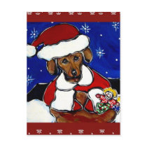 Santa Dachshund Postcard