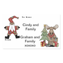 Santa Deer Rectangular Stickers
