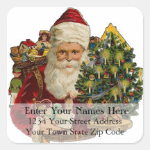 Santa Delivers Vintage Christmas Address Label Sticker