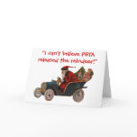 Santa Driving Car Thanks To PETA Christmas Card