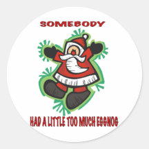 SANTA EGGNOG ROUND STICKER