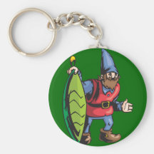 Santa Elf and Green Christmas Ornament Keychain