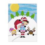 Santa, Elves & Reindeer Postcard