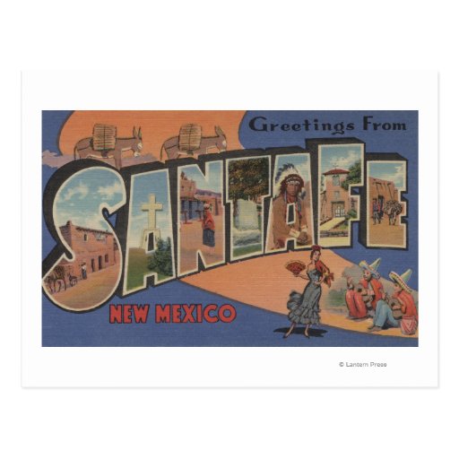 Santa Fe, New Mexico - Large Letter Scenes Post Card