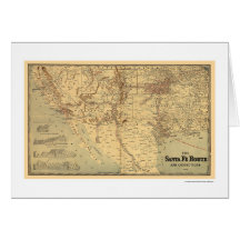 Santa Fé Railroad Route Map 1888 Card