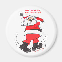 Santa golfing Christmas gifts. Fridge Magnets