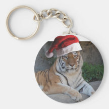 Santa Hat Bengal Tiger Key Chains