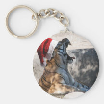 Santa Hat Bengal Tiger Keychains