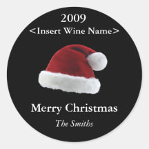 Santa Hat Customized Wine Label Sticker