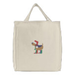 Santa Hat Dog embroidered bags