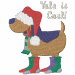 Santa Hat Dog Embroidered Shirt