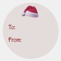Santa Hat Gift Tag Round Stickers