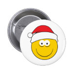 Santa Hat Smiley Face Pinback Buttons