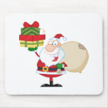 Santa Holding Up A Stack Of Gifts Mousepad