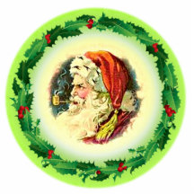 SANTA  & HOLLY WREATH by SHARON SHARPE Photo Cutout