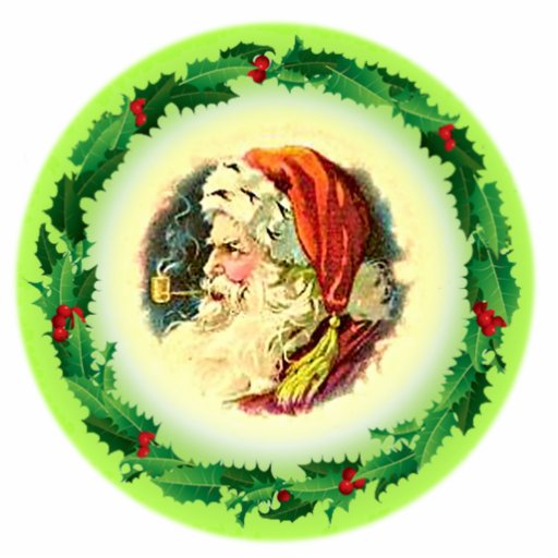 SANTA  & HOLLY WREATH by SHARON SHARPE Photo Cutout