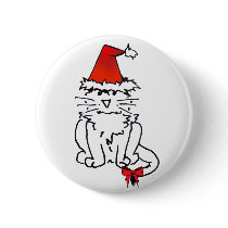 Santa Kitty with Bow Button