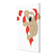 Santa Koala Stretched Canvas Prints