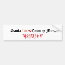 santa loves vountry music bumper sticker