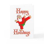 Santa Martial Artist Karate Christmas Holidays Greeting Cards