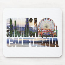 Santa Monica logo flowers pier beach Mouse Pad