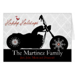 Santa Motorcycle and Snowflakes Holiday Card