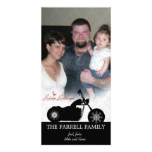 Santa Motorcycle & Snowflakes Holiday Photo Card