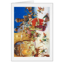 SANTA & MRS. CLAUS AT THE NORTH POLE GREETING CARD