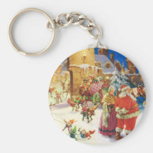 SANTA & MRS. CLAUS AT THE NORTH POLE KEYCHAIN