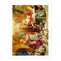 Santa & Mrs. Claus hard at work in the North Pole Postcard