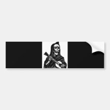 Santa Muerte with Guitar circa early 1900s Bumper Stickers
