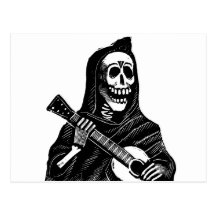 Santa Muerte with Guitar circa early 1900s Postcards