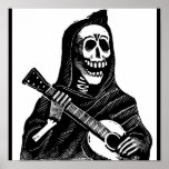 Santa Muerte with Guitar circa early 1900s Posters