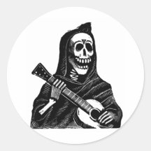 Santa Muerte with Guitar circa early 1900s Round Stickers