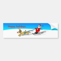 SANTA ON SKIS BUMPER STICKER