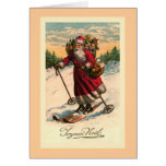 "Santa on Skis" Vintage French Card