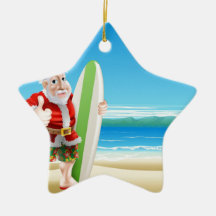 Santa on the beach ornaments