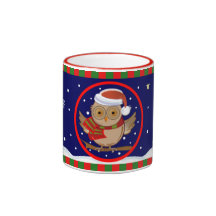 Santa Owl and Snowy world Mug