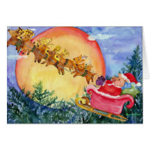 Santa Pig Delivers Christmas Joy  Christmas Card