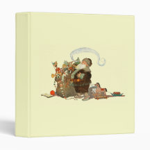 Santa Pipe Sack of Toys 3 Ring Binders