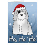 Santa Pirate Old English Sheepdog Christmas Card