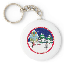 Santa Playing Disc Golf Key Chain