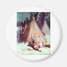 Santa Ran into a Teepee Refrigerator Magnet