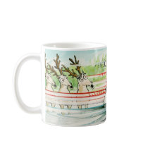 Santa, Reindeer & Snowmobile mugs