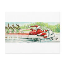 Santa, Reindeer & Snowmobile postcards