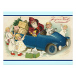 Santa Riding in a Car - Joyeaux Noel Invites