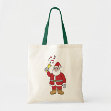 Santa Ringing Christmas Bell Tote Bag
