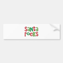 Santa Rocks Red and Green Christmas Bumper Stickers