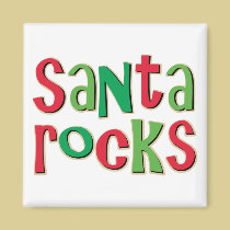 Santa Rocks Red and Green Christmas magnets